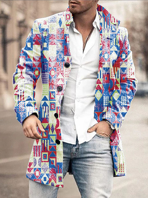 Mofybuy Men's Outdoor Casual Fashion Printed Coats