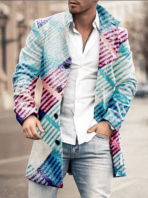 Mofybuy Men's Outdoor Casual Fashion Printed Coats