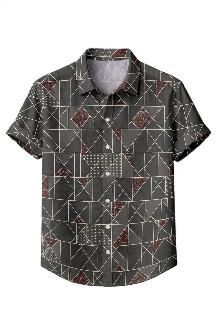 Mofybuy Charcoal Geo Mosaic Shirt