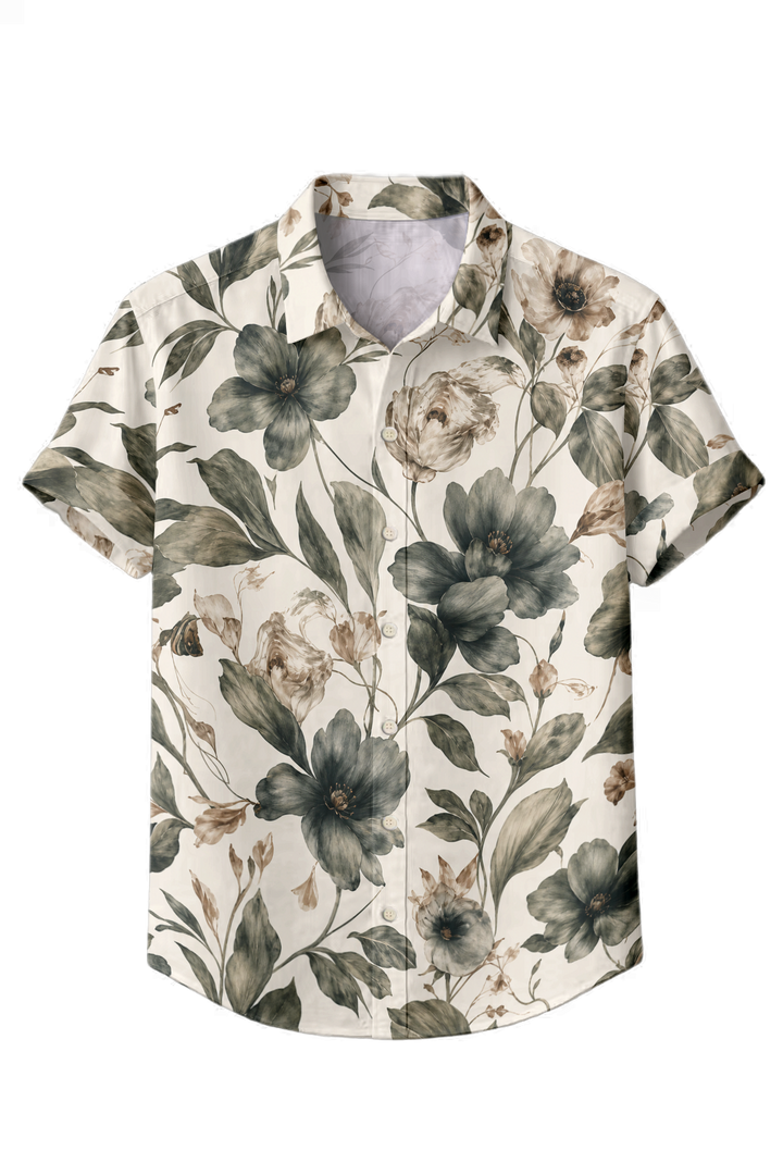 Mofybuy Vintage Olive Bloom Shirt