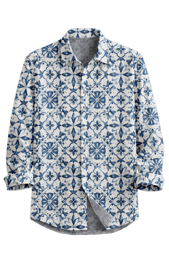 Mofybuy Porcelain Bloom Patchwork Shirt