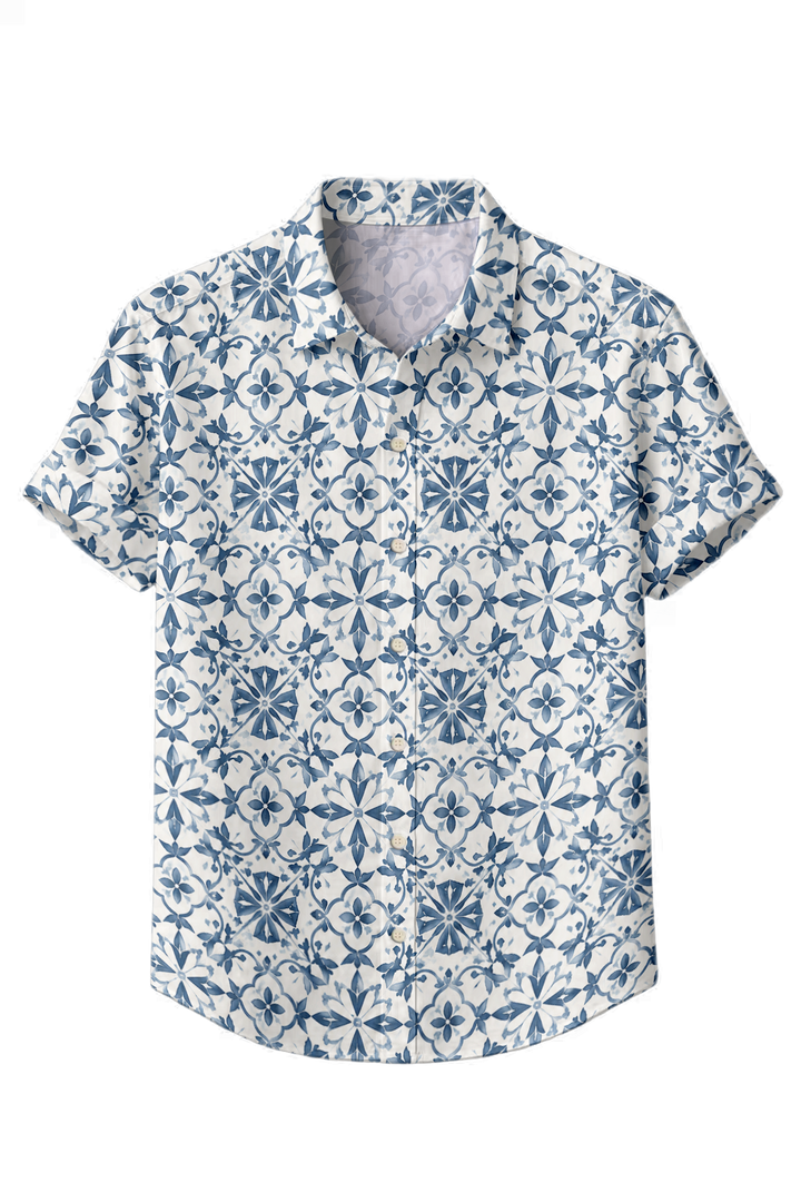Mofybuy Porcelain Bloom Patchwork Shirt