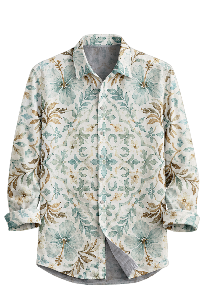 Mofybuy Aqua Mosaic Garden Shirt