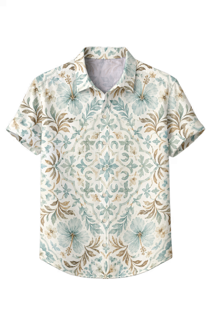 Mofybuy Aqua Mosaic Garden Shirt