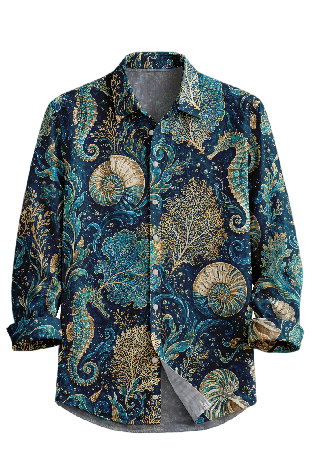 Mofybuy Seahorse Coral Scroll Shirt