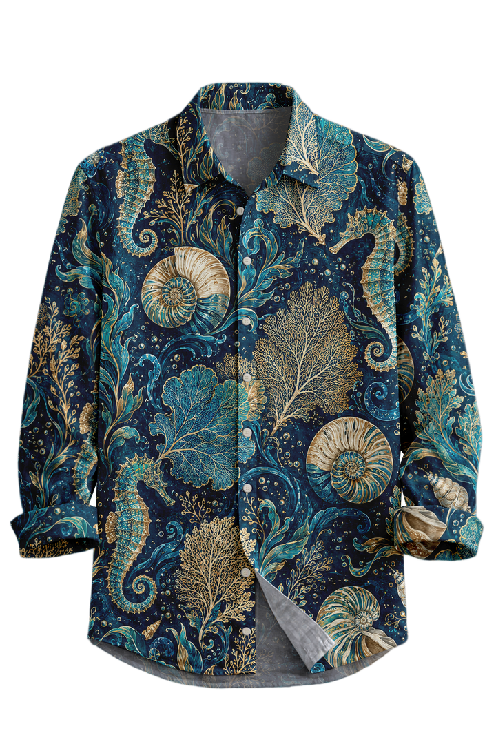 Mofybuy Seahorse Coral Scroll Shirt