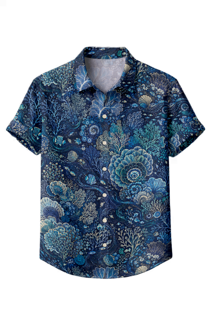 Mofybuy Blue Coral Bloom Shirt