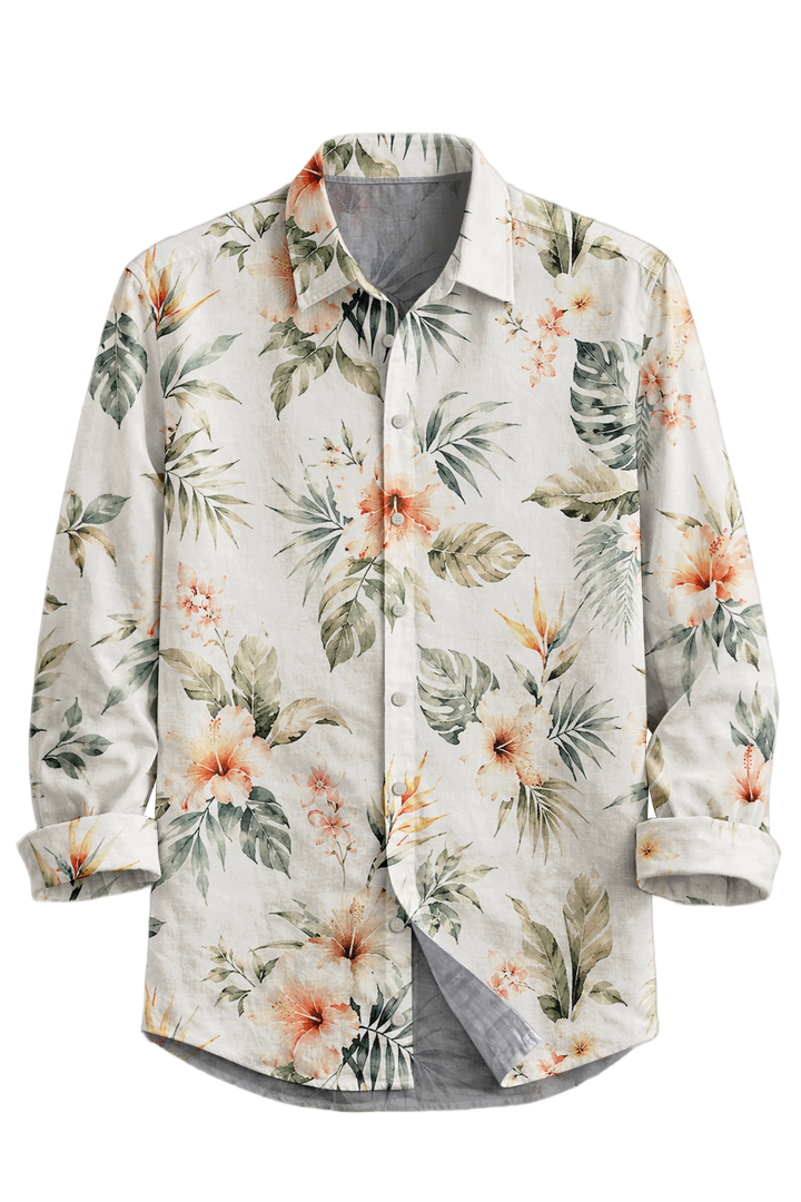 Mofybuy Soft Coral Hibiscus Shirt