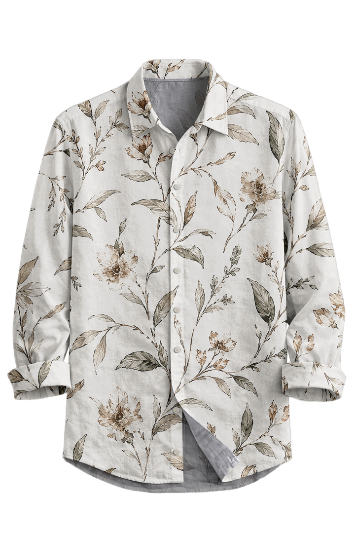 Mofybuy Sepia Wildflower Sketch Shirt