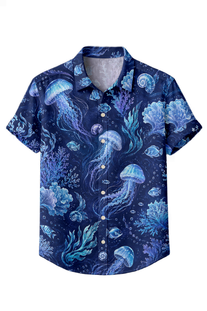 Mofybuy Blue Jellyfish Garden Shirt