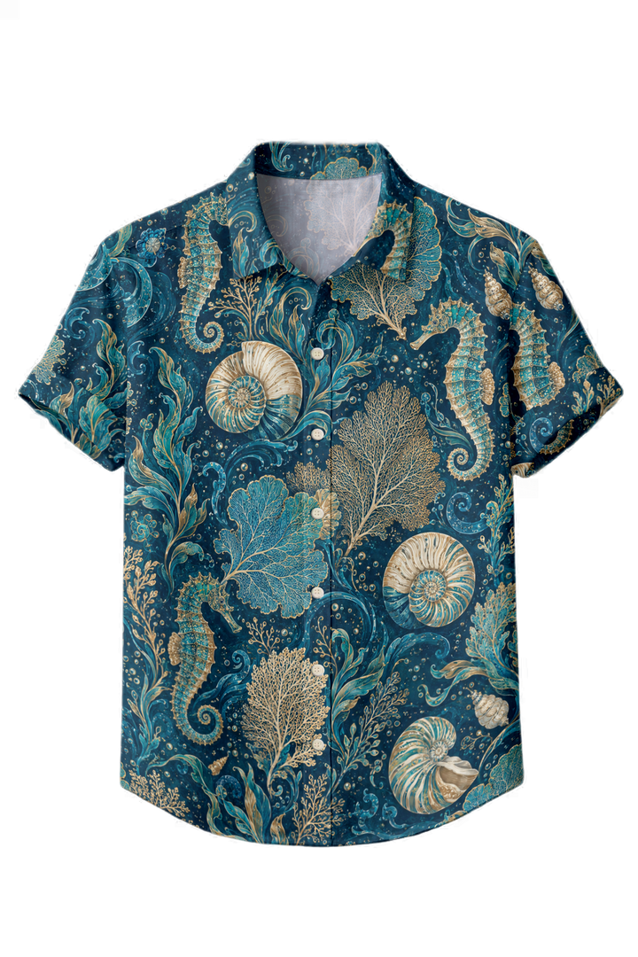 Mofybuy Seahorse Coral Scroll Shirt