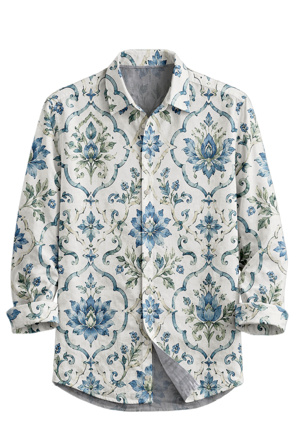 Mofybuy Azure Garden Tile Shirt