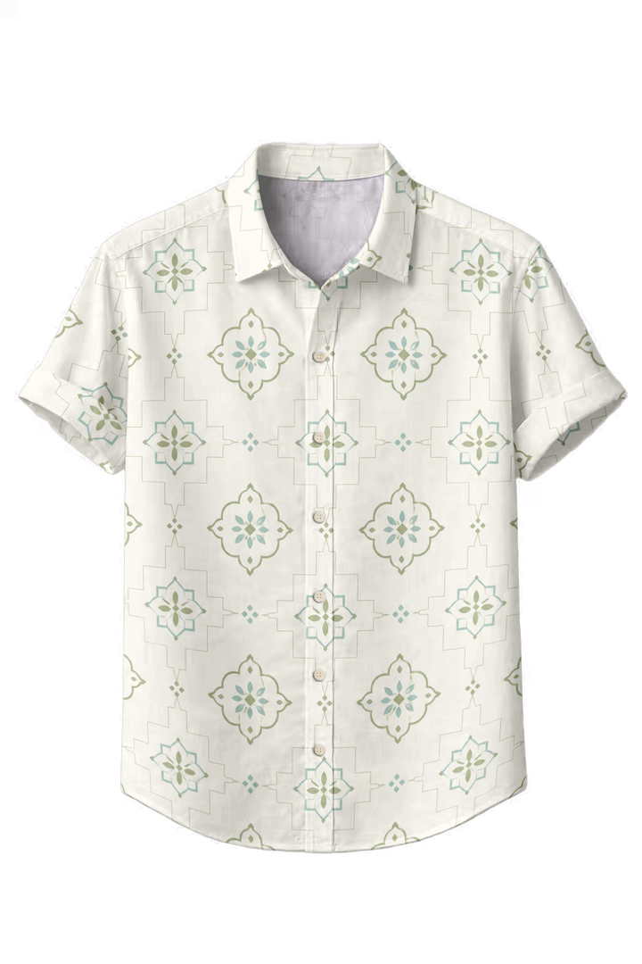 Mofybuy Blue Garden Tile Shirt