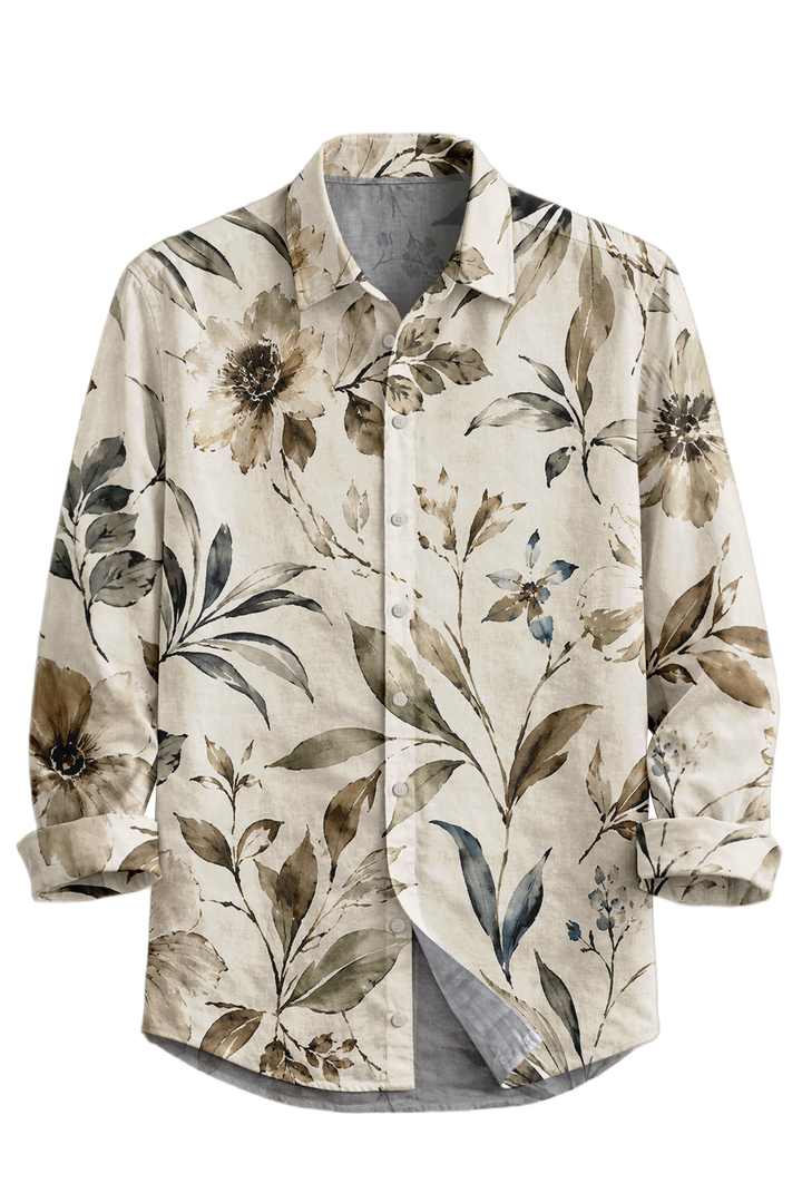 Mofybuy Sepia Wildflower Sketch Shirt