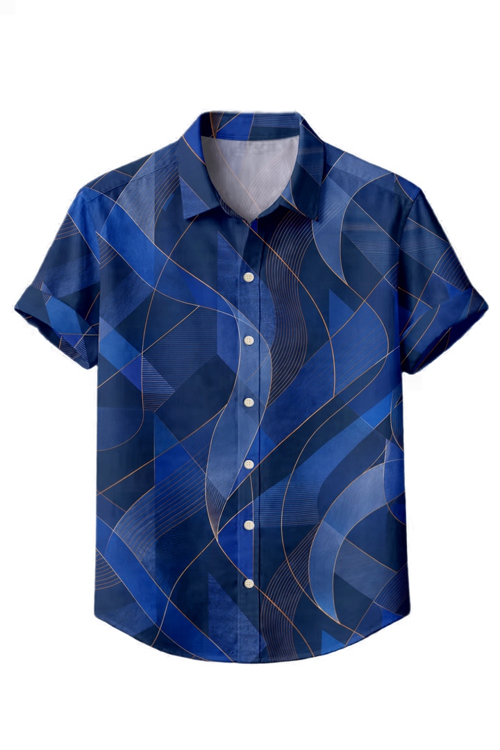 Mofybuy Navy Golden Orbit Shirt