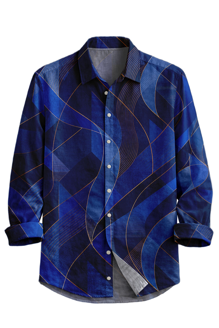 Mofybuy Navy Golden Orbit Shirt