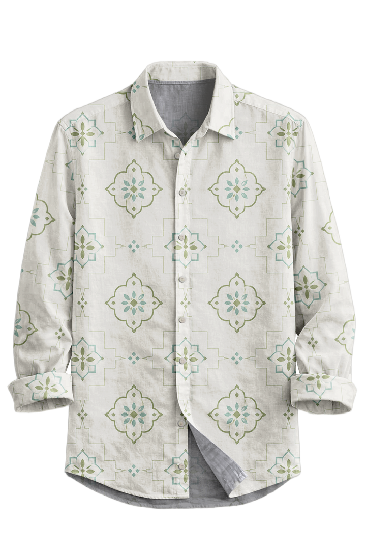 Mofybuy Blue Garden Tile Shirt