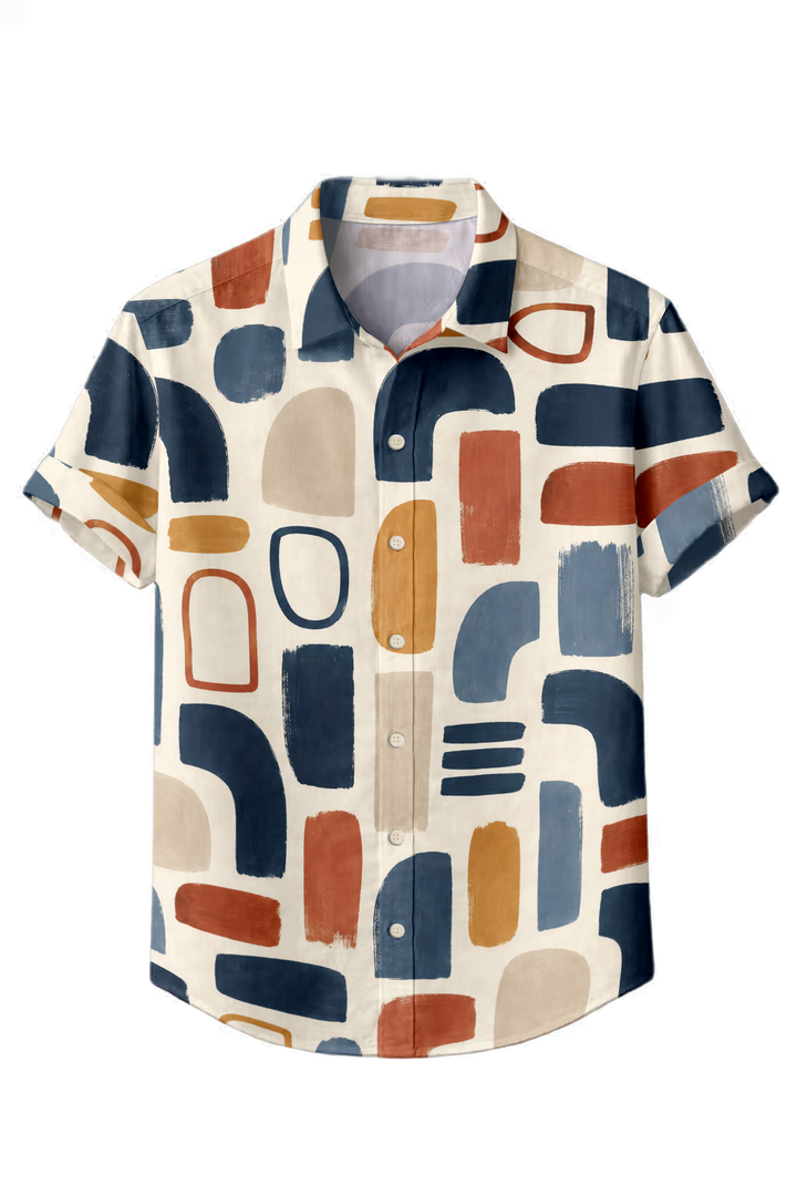 Mofybuy Retro Geo Block Shirt