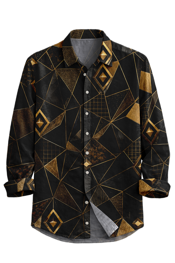 Mofybuy Black Gold Faceted Deco Shirt