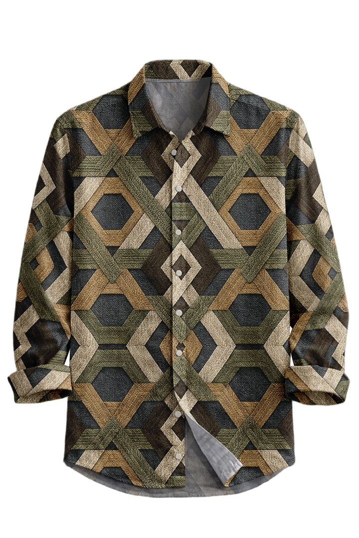 Mofybuy Woven Hexagon Geo Shirt