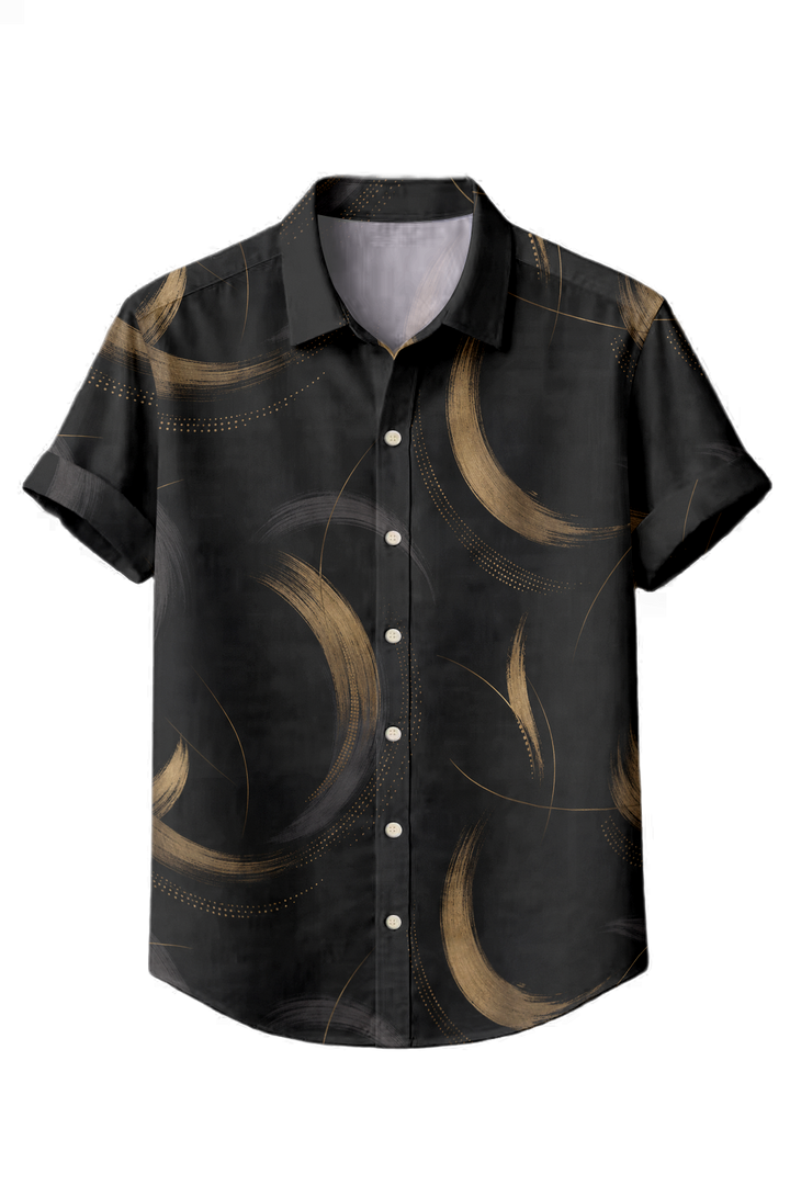 Mofybuy Black Gold Crescent Shirt