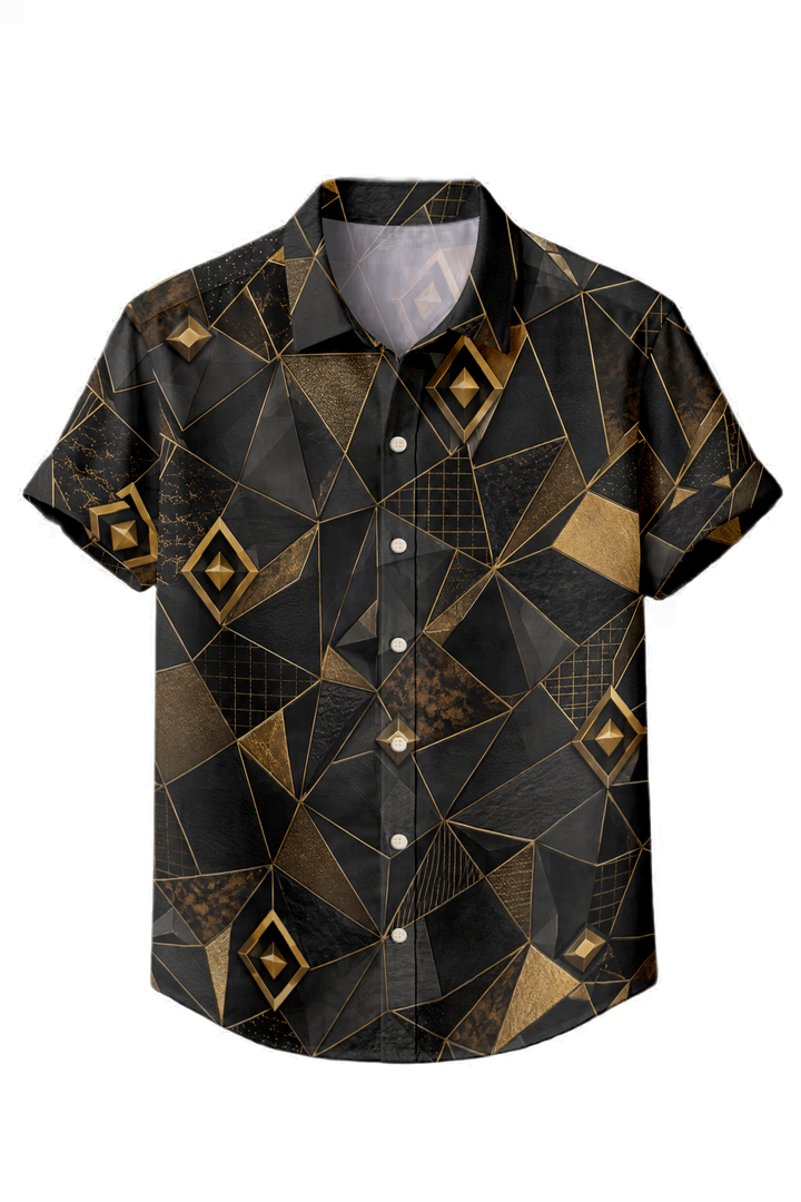 Mofybuy Black Gold Faceted Deco Shirt