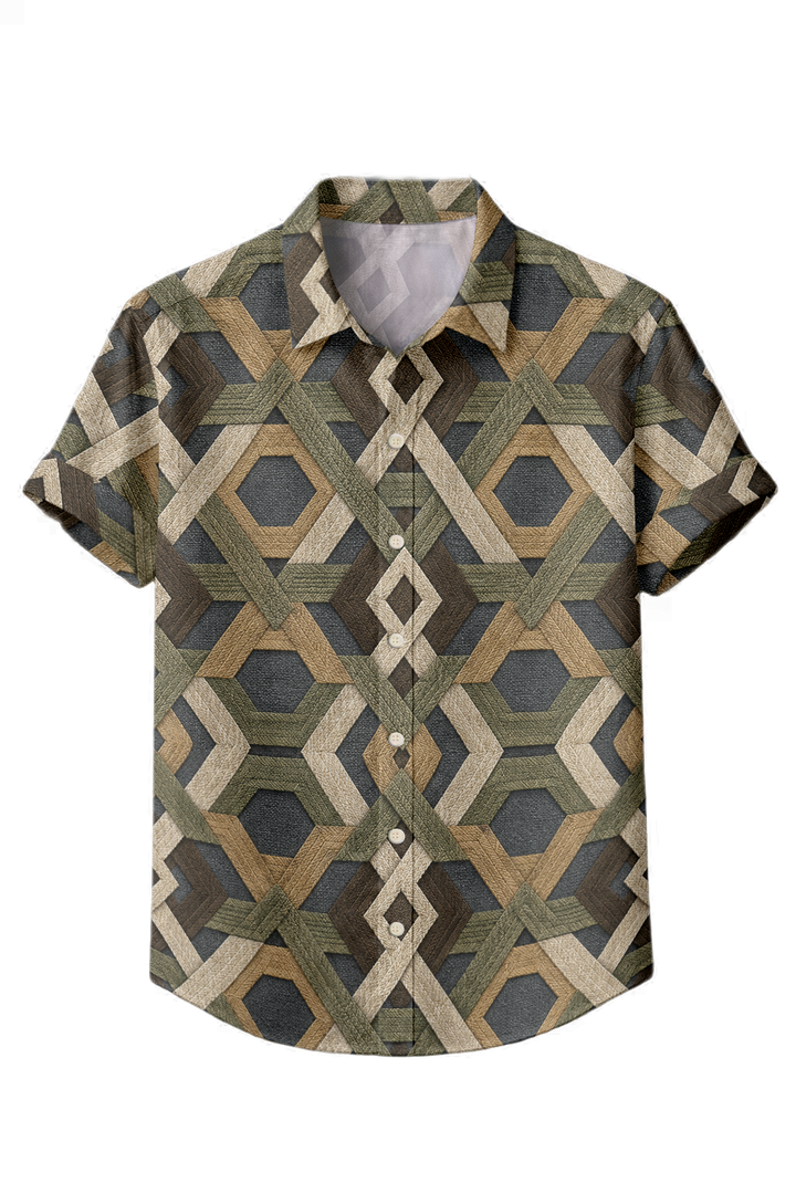 Mofybuy Woven Hexagon Geo Shirt