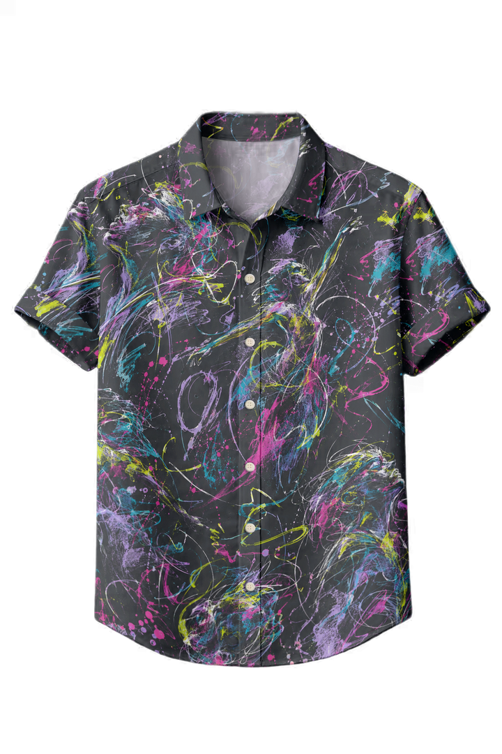 Mofybuy Neon Cyber Figure Abstract Art Shirt