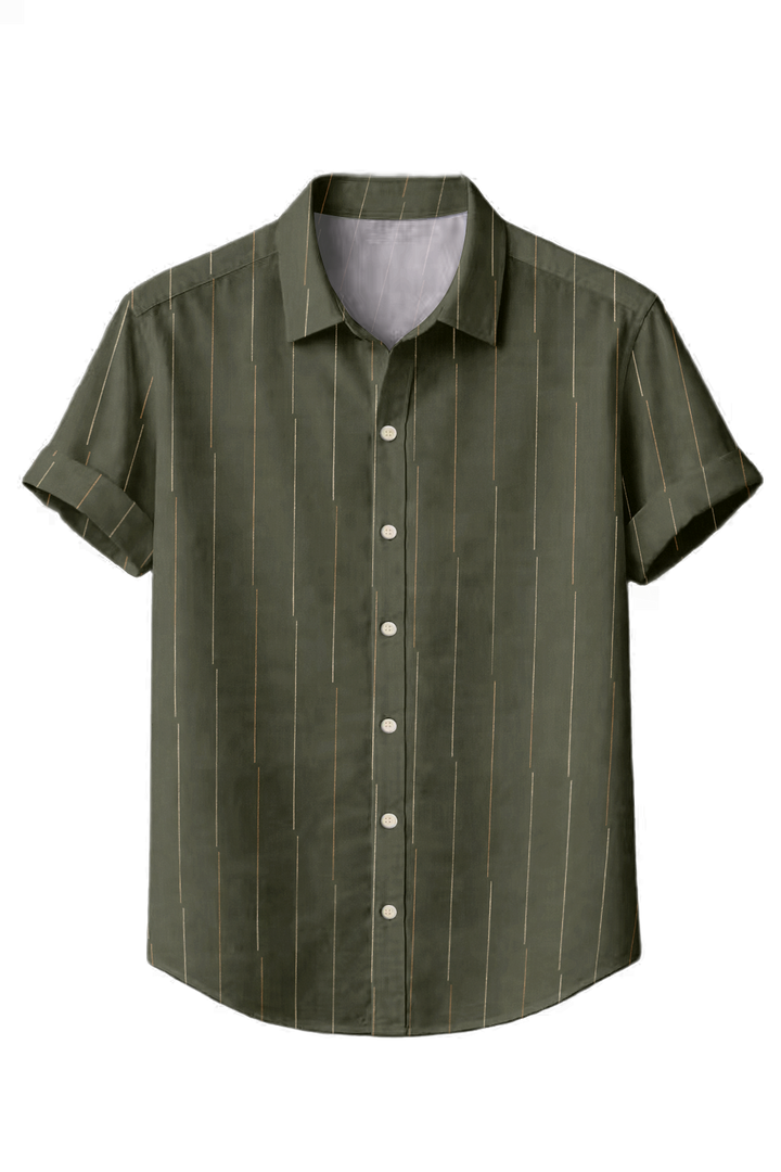 Mofybuy Olive Pinstripe Lines Shirt