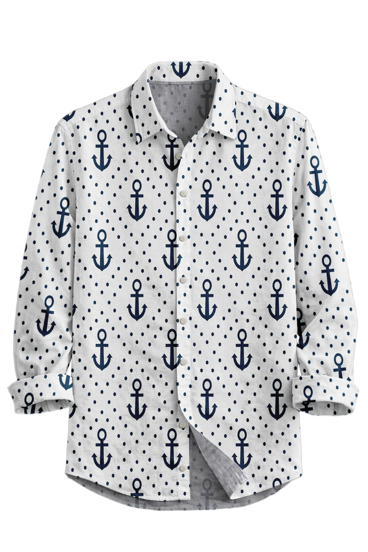 Mofybuy Nautical Dot Anchor Shirt