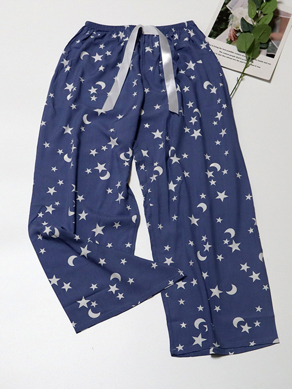 Mofybuy women's home leisure silk wide-leg pajama pants