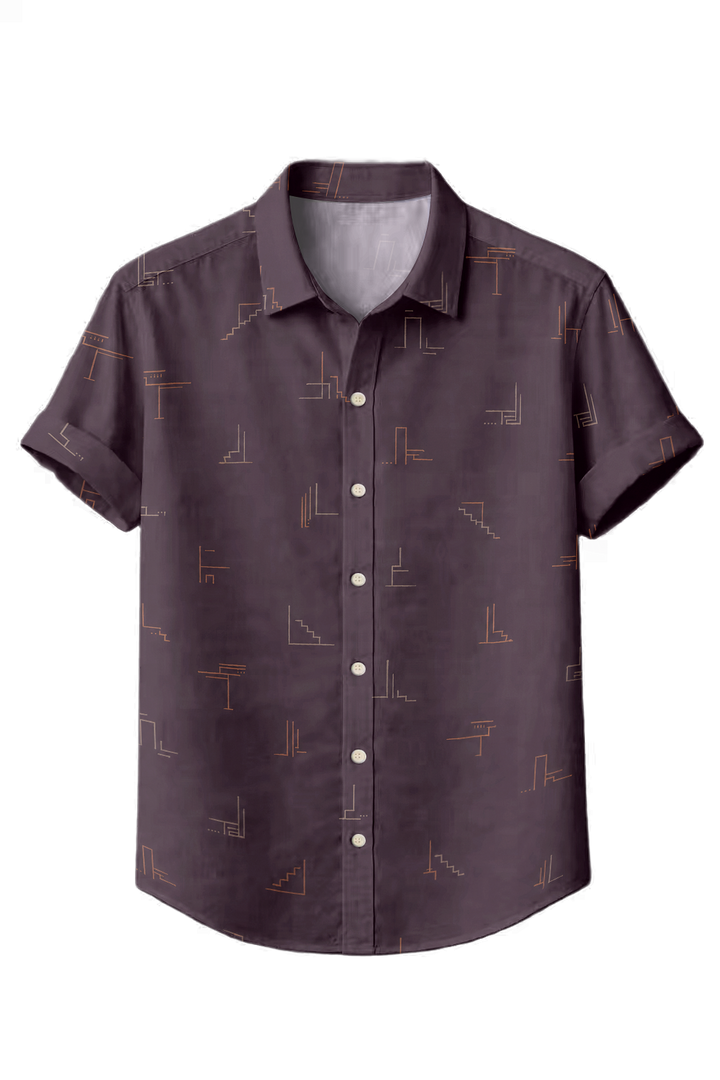 Mofybuy Plum Art Deco Line Shirt