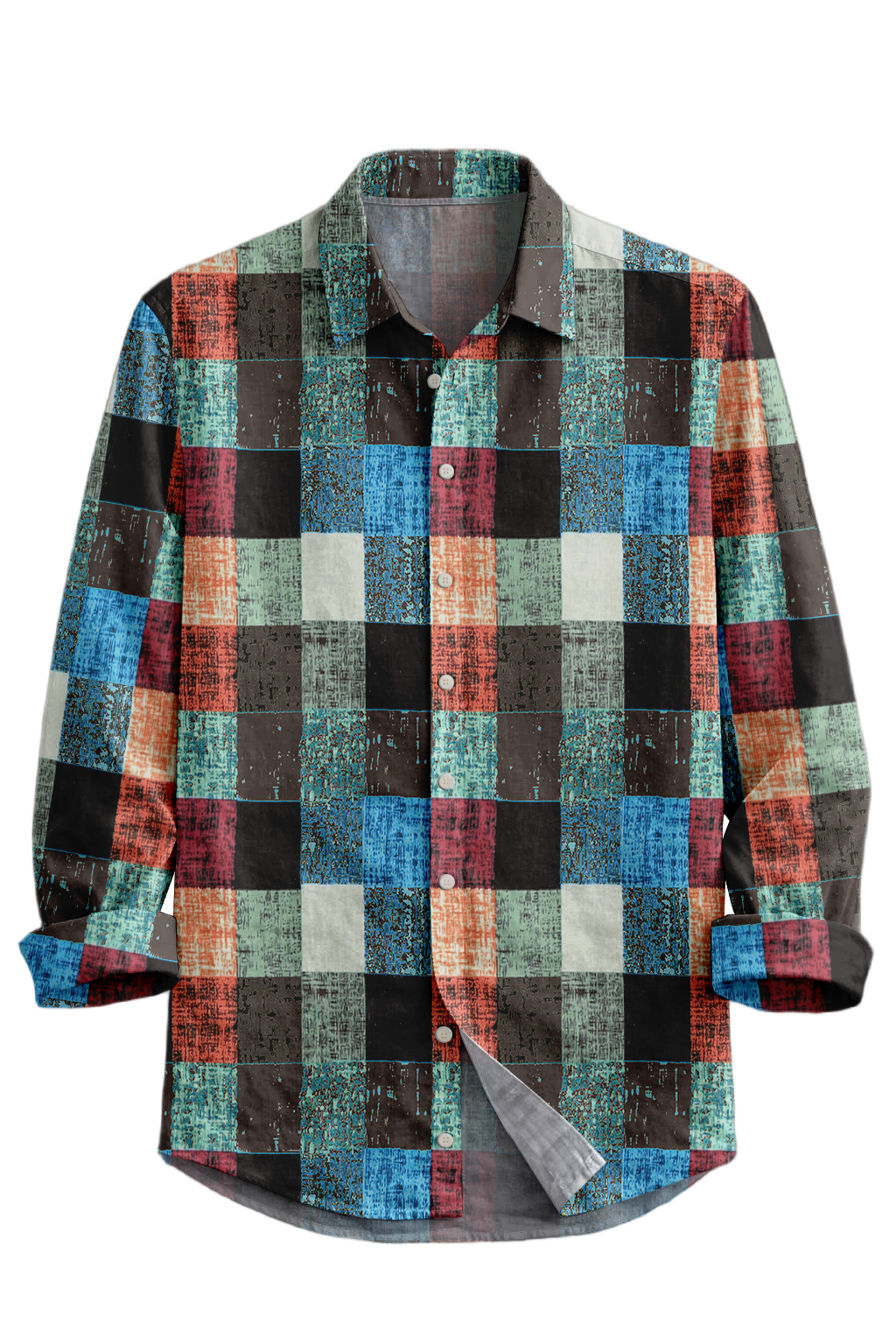 Mofybuy Retro Patch Plaid Shirt