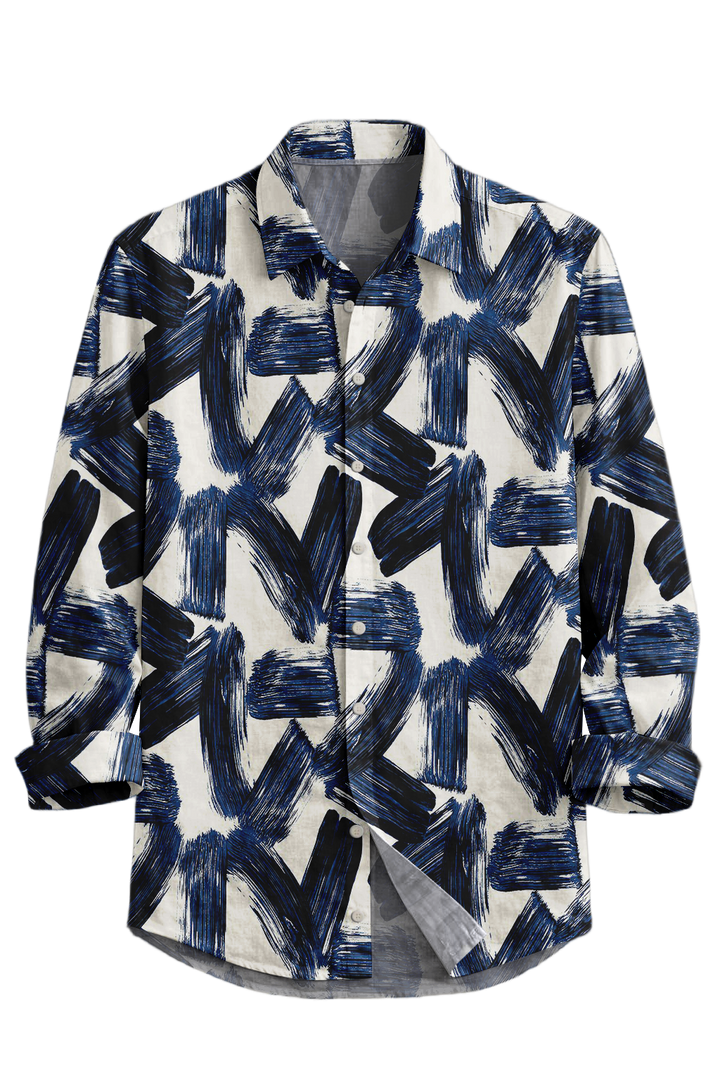Mofybuy Indigo Brushstroke Shirt