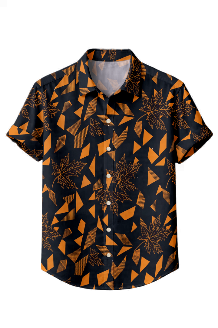Mofybuy Autumn Geo Leaf Shirt