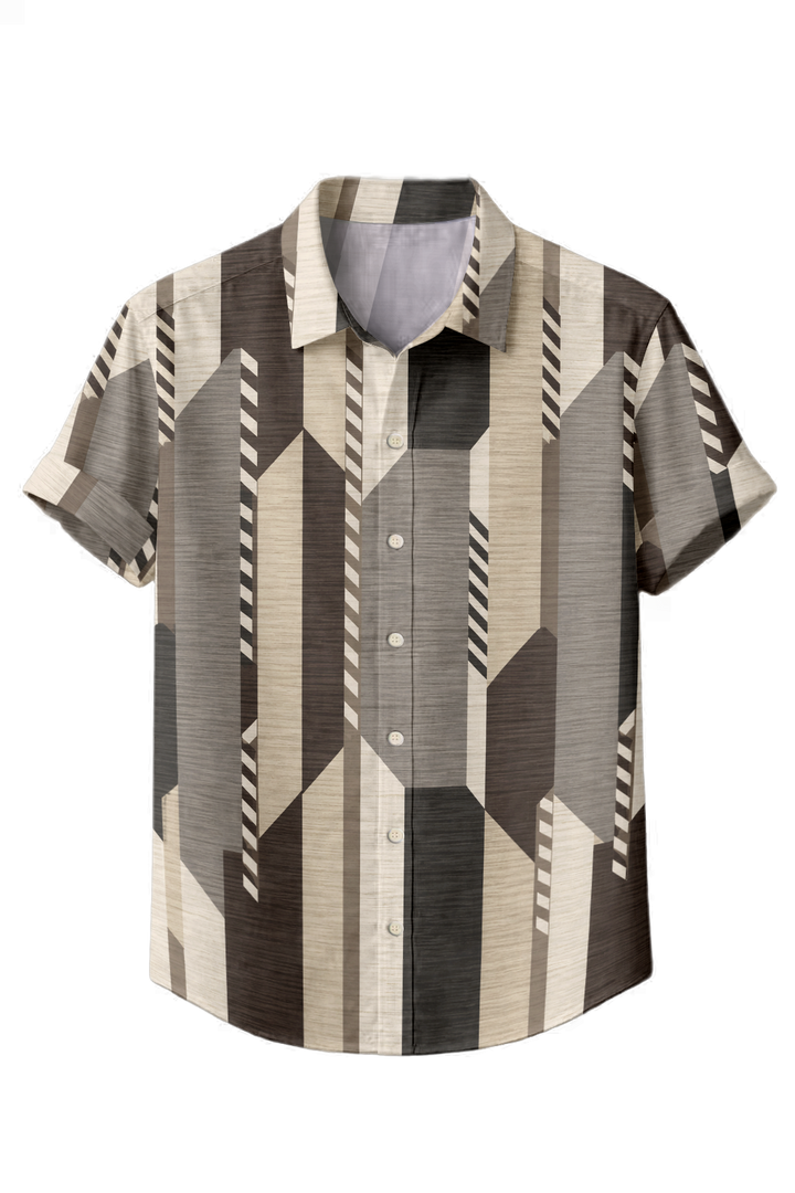 Mofybuy Sandstone Geo Stripe Shirt