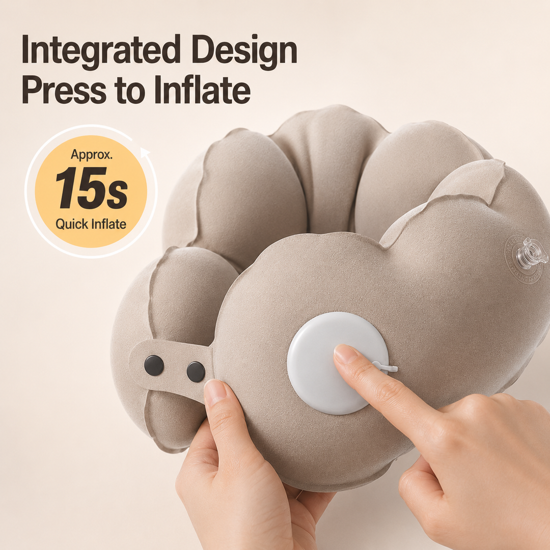 Cloud Bubble Press-to-Inflate U-Shaped Neck Pillow