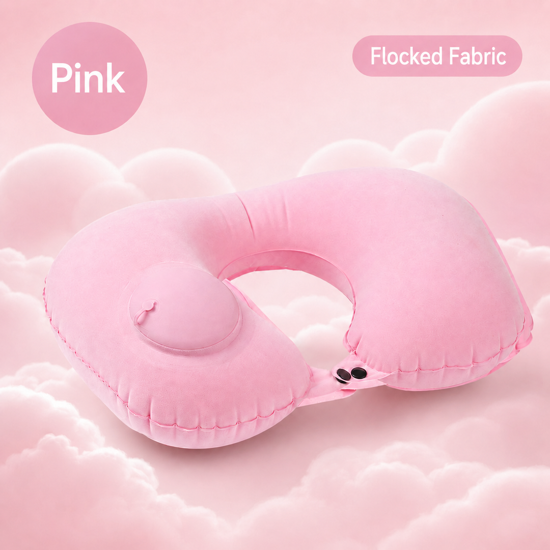 Press-to-Inflate U-Shaped Neck Pillow