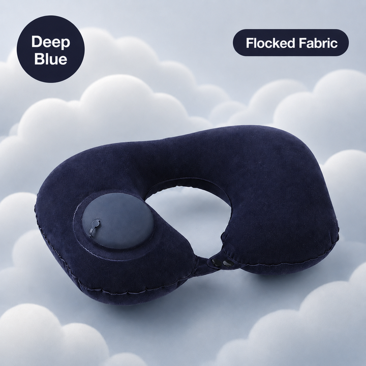 Press-to-Inflate U-Shaped Neck Pillow