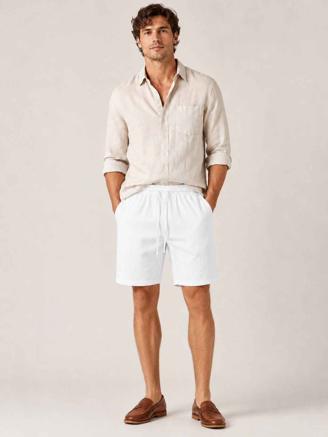 Mofybuy Casual Linen-Blend Shorts
