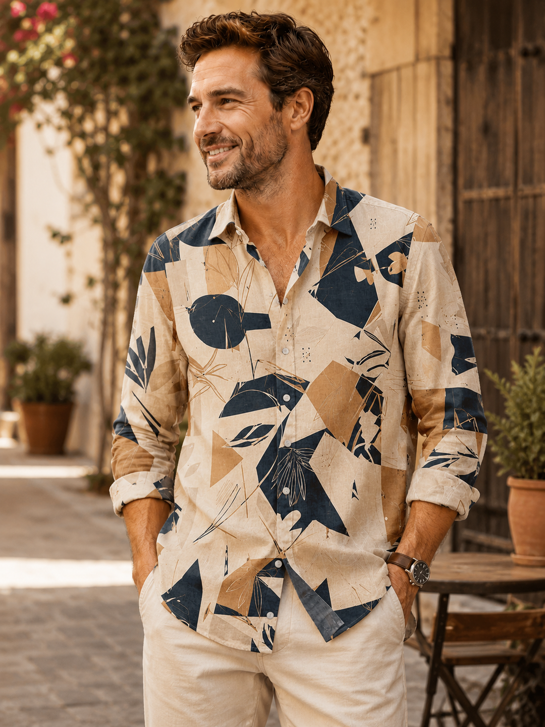 Mofybuy Nocturne Botanical Collage Shirt