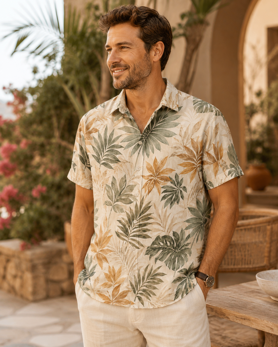 Mofybuy Sandstone Palm Leaf Shirt