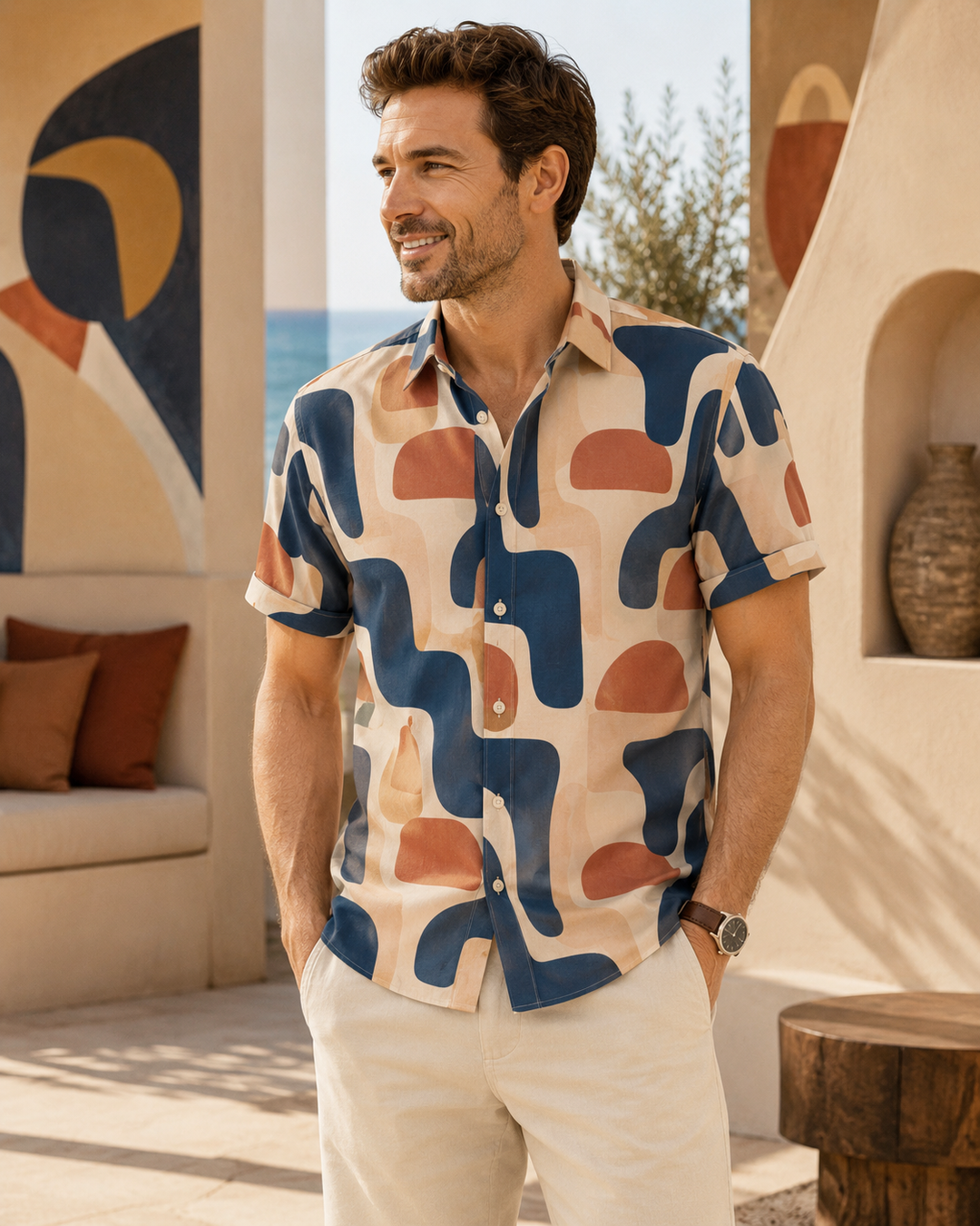 Mofybuy Sunset Flow Abstract Shirt