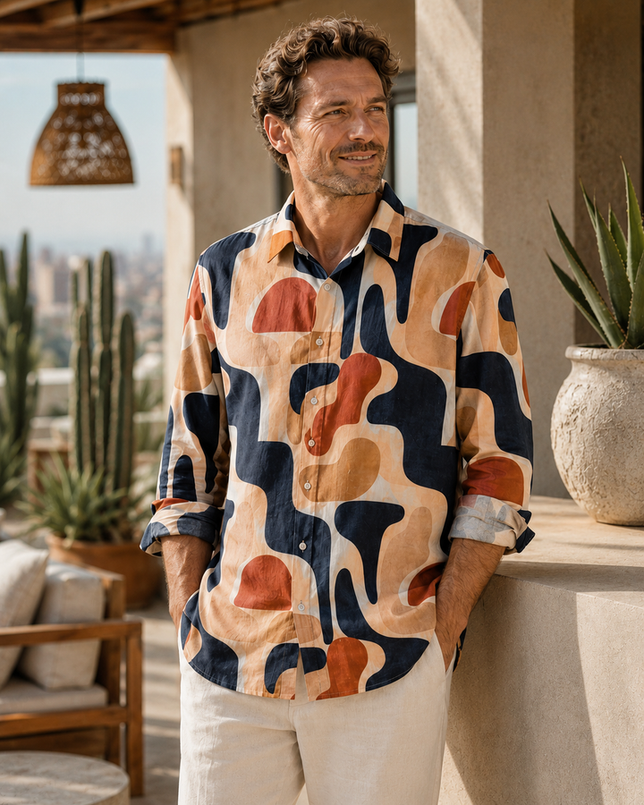 Mofybuy Sunset Flow Abstract Shirt