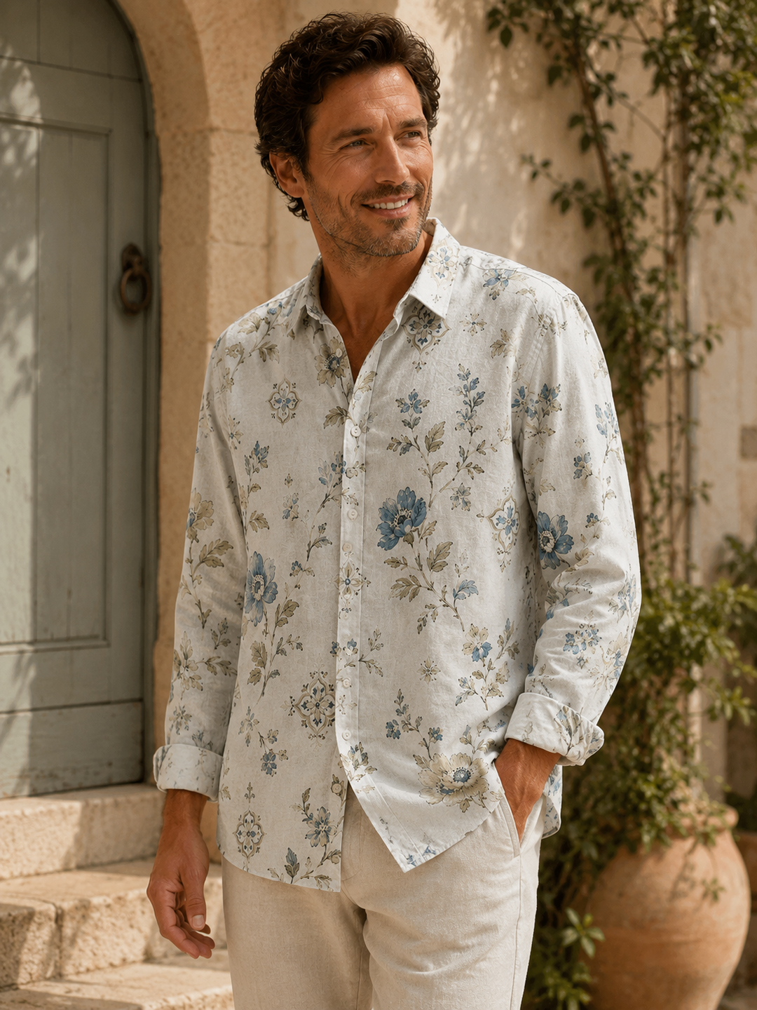 Mofybuy Porcelain Wildflower Shirt