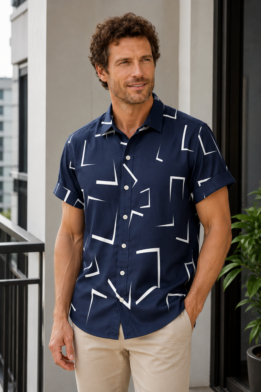 Mofybuy Navy Angle Shirt