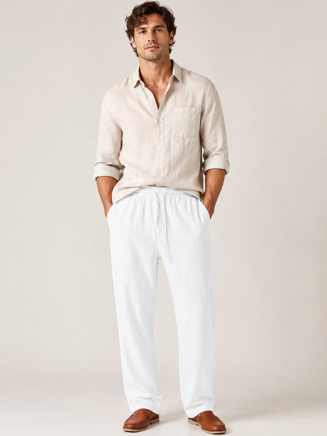 Mofybuy Casual Linen-Blend Pants