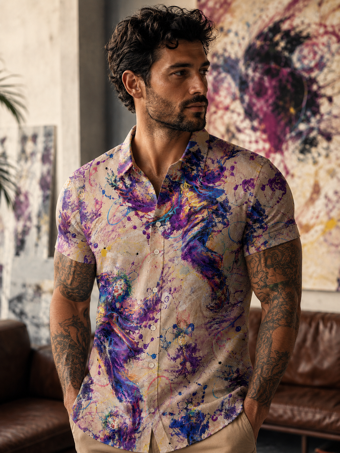 Mofybuy Carnival Clown Abstract Art Shirt