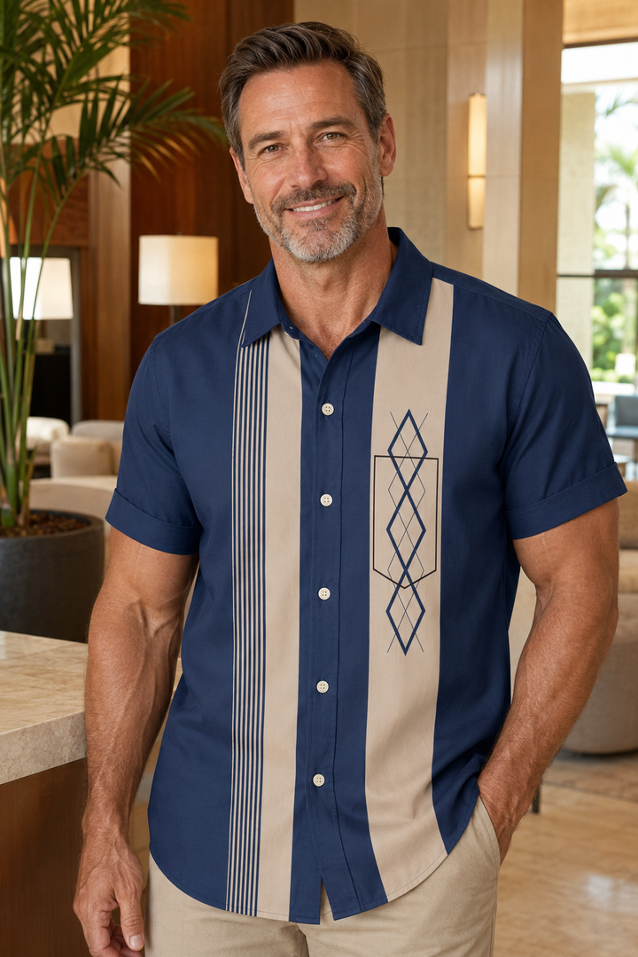 Mofybuy Coastal Panel Diamond Shirt