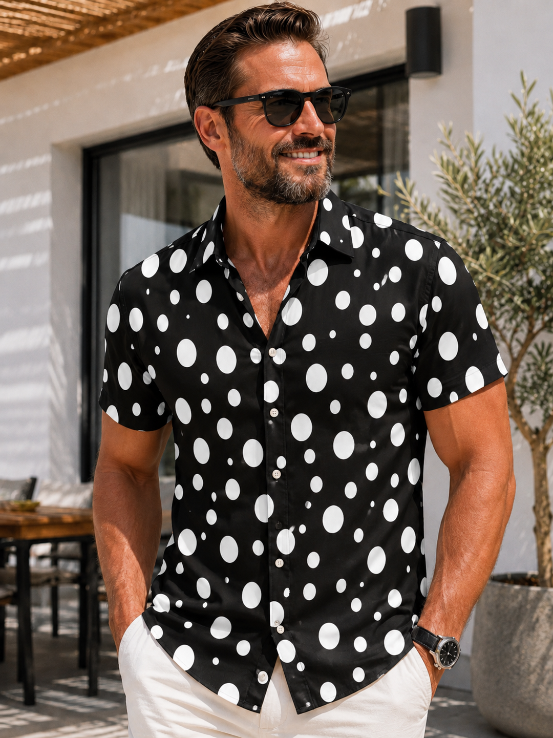 Mofybuy Noir Orbit Dot Shirt
